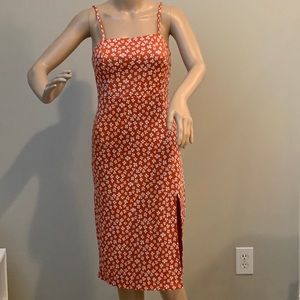 Zara Flowered Midi Dress Sleeveless Front Slit Size Small